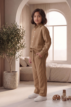 Kids Brown Linen Co-ord Set | Premium Summer Wear