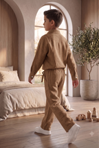 Kids Brown Linen Co-ord Set | Premium Summer Wear