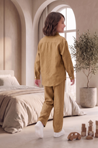 Kids Brown Linen Co-ord Set | Premium Summer Wear