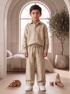 Kids Khaki Linen Co-ord Set | Premium Summer Wear