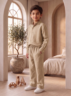 Kids Khaki Linen Co-ord Set | Premium Summer Wear
