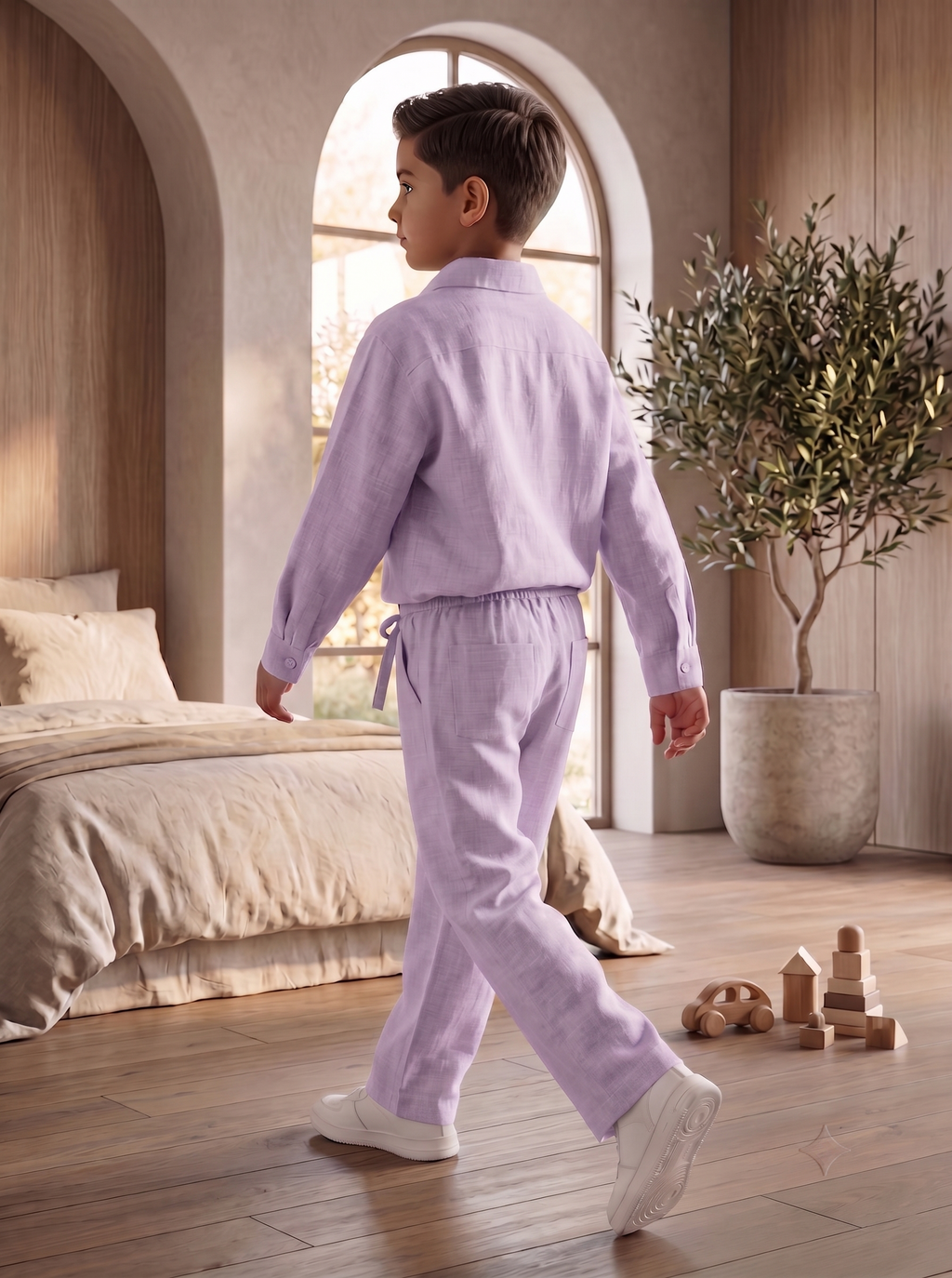 Kids Lavender Linen Co-ord Set | Premium Summer Wear
