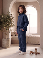 Kids Navy Blue Linen Co-ord Set | Premium Summer Wear