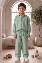 Kids Sage Green Linen Co-ord Set | Premium Summer Wear
