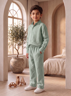 Kids Sage Green Linen Co-ord Set | Premium Summer Wear