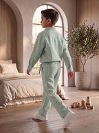 Kids Sage Green Linen Co-ord Set | Premium Summer Wear
