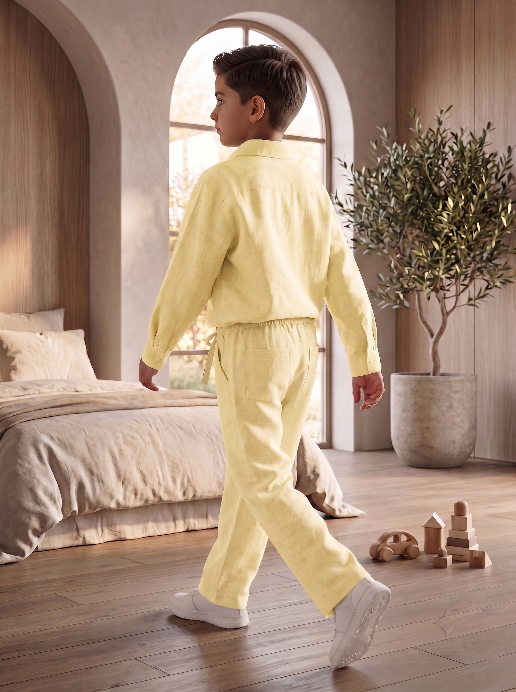 Kids Yellow Linen Co-ord Set | Premium Summer Wear