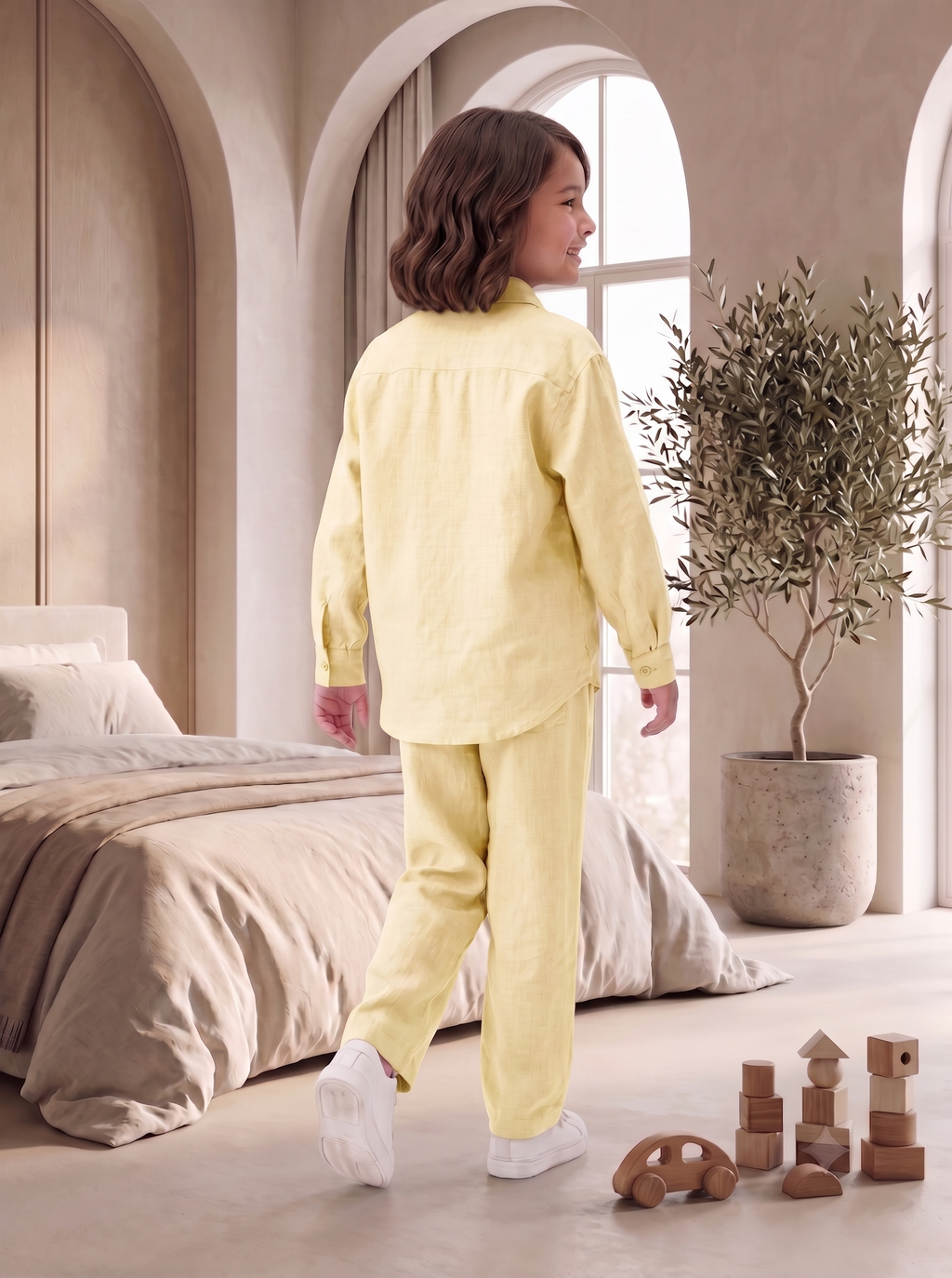 Kids Yellow Linen Co-ord Set | Premium Summer Wear