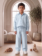 Kids Sky Blue Linen Co-ord Set | Premium Summer Wear