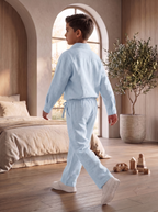Kids Sky Blue Linen Co-ord Set | Premium Summer Wear