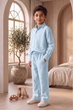 Kids Sky Blue Linen Co-ord Set | Premium Summer Wear