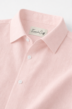 Half Sleeve Men's 100% Belgium Linen Powder Pink Shirt | Summer Special