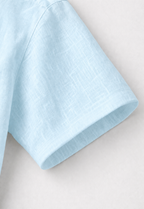 Cuban Collar Half Sleeve Men's 100% Belgium Linen Sky Blue Shirt | Summer Special