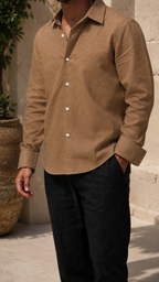 Full Sleeve Men's 100% Belgium Linen Brown Shirt | Summer Special