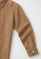 Full Sleeve Men's 100% Belgium Linen Brown Shirt | Summer Special