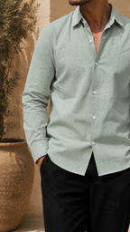 Full Sleeve Men's 100% Belgium Linen Minty Green Shirt | Summer Special