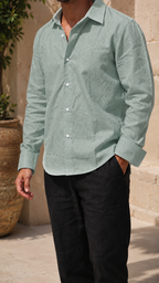 Full Sleeve Men's 100% Belgium Linen Minty Green Shirt | Summer Special