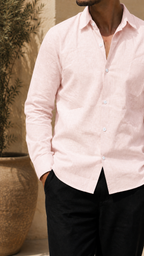 Full Sleeve Men's 100% Belgium Linen Powder Pink Shirt | Summer Special