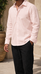 Full Sleeve Men's 100% Belgium Linen Powder Pink Shirt | Summer Special