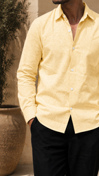Full Sleeve Men's 100% Belgium Linen Buttery Yellow Shirt | Summer Special