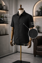 Half Sleeve Men's 100% Belgium Linen Black Shirt | Summer Special