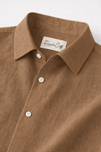 Half Sleeve Men's 100% Belgium Linen Brown Shirt | Summer Special