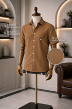 Half Sleeve Men's 100% Belgium Linen Brown Shirt | Summer Special