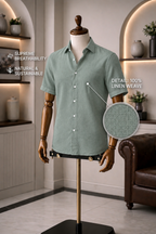 Half Sleeve Men's 100% Belgium Linen Mint Green Shirt | Summer Special