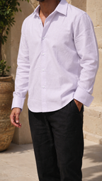Full Sleeve Men's 100% Belgium Linen Lavender Shirt | Summer Special