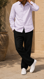 Full Sleeve Men's 100% Belgium Linen Lavender Shirt | Summer Special