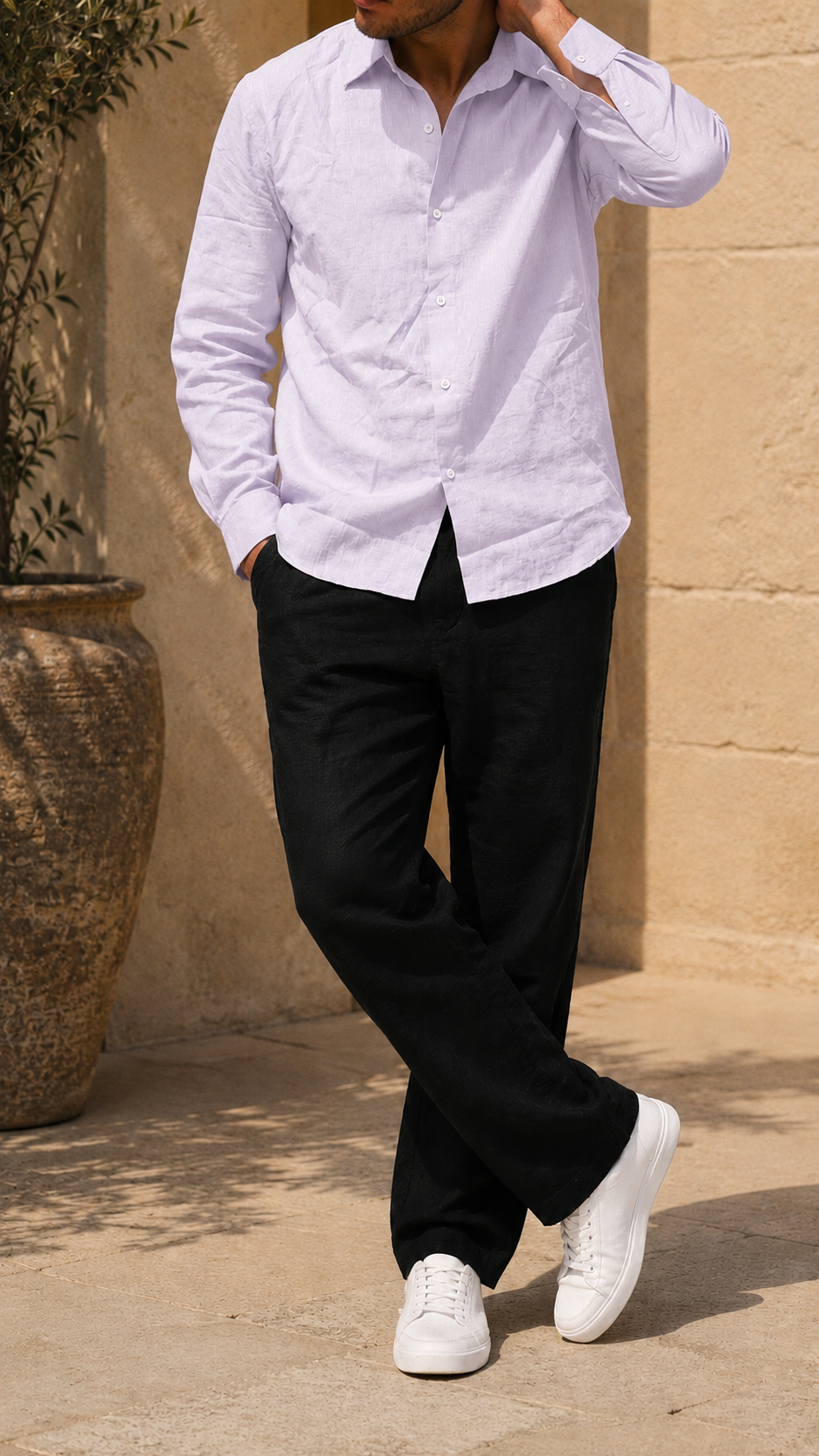 Full Sleeve Men's 100% Belgium Linen Lavender Shirt | Summer Special