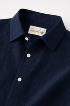Half Sleeve Men's 100% Belgium Linen Navy Blue Shirt | Summer Special