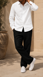 Full Sleeve Men's 100% Belgium Linen White Shirt | Summer Special