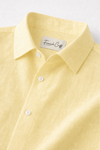 Half Sleeve Men's 100% Belgium Linen Buttery Yellow Shirt | Summer Special