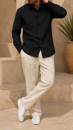 60 LEA | 100% Belgium Linen Fabric - Black