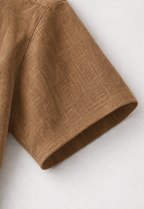 Cuban Collar Half Sleeve Men's 100% Belgium Linen Brown Shirt | Summer Special
