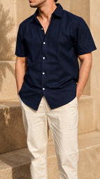60 LEA | 100% Belgium Linen Fabric - Navy Blue