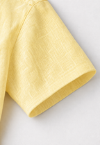Cuban Collar Half Sleeve Men's 100% Belgium Linen Buttery Yellow Shirt | Summer Special