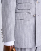 French Cuff Men's Ash Grey Stripe Double Breasted 2-Piece Suit (Limited Edition)