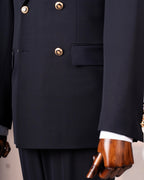 French Cuff Men's Navy Double Breasted 2-Piece Suit