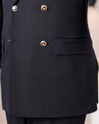 French Cuff Men's Navy Double Breasted 2-Piece Suit