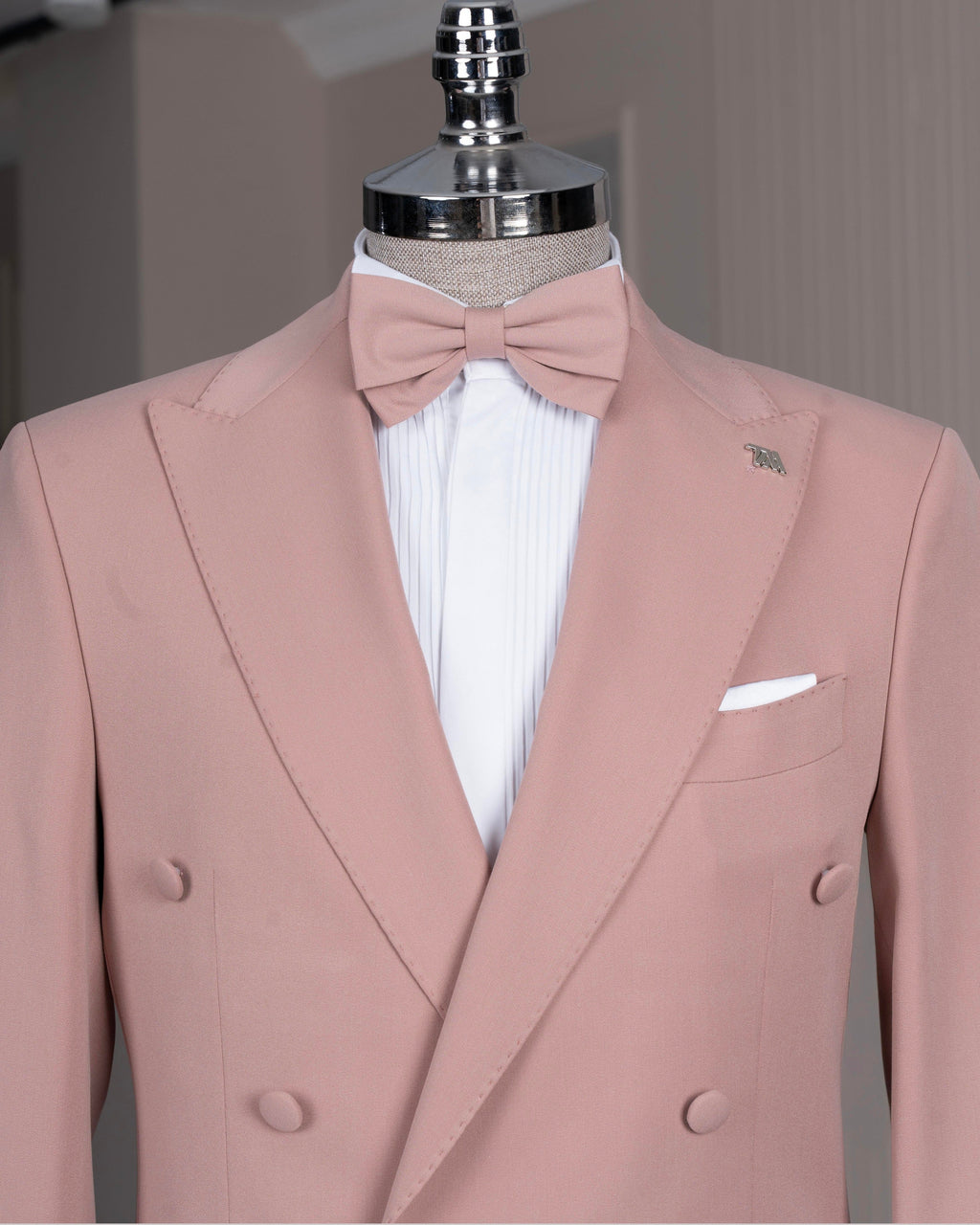 French Cuff Men's Rose Gold Double Breasted 2-Piece Suit