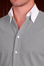 Men’s Oxford Grey Contrast Shirt – Tailored Button Down with French Cuffs