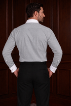 Men’s Oxford Grey Contrast Shirt – Tailored Button Down with French Cuffs