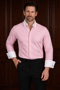 Men’s Pink Stripe Contrast Shirt – Tailored Button Down with French Cuffs