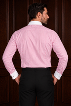 Men’s Pink Stripe Contrast Shirt – Tailored Button Down with French Cuffs