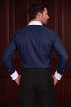 Men’s Royal Blue Contrast Shirt – Tailored Button Down with French Cuffs