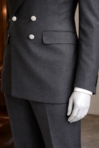 French Cuff Men's Elephant Grey Double Breasted 2-Piece Suit
