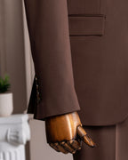 French Cuff Men's Brown Double Buttoned 3-Piece Suit