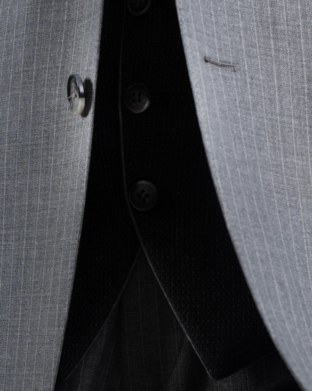 French Cuff Men's Grey Striped Double Buttoned 3-Piece Suit